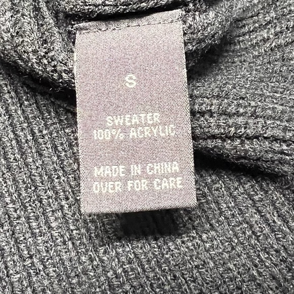 AB Studio Womens S Black Button Front Knit Cardigan Sweater Cropped 3/4 Sleeve - Picture 4 of 5